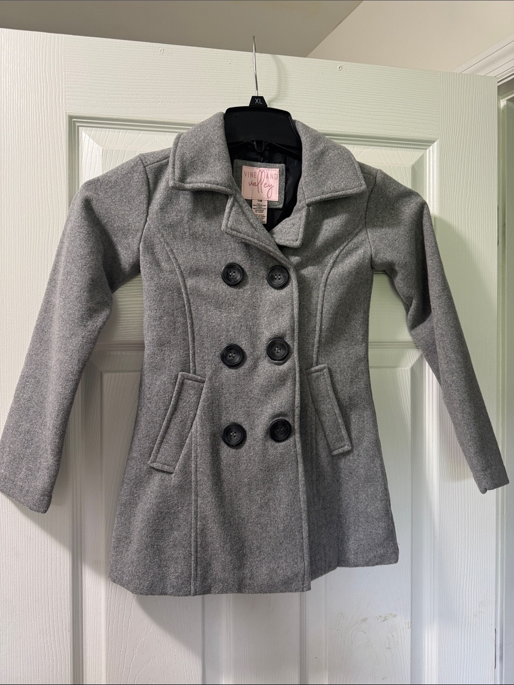Vineyard Vines Girls' Gray Double-Breasted Peacoat